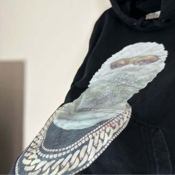 Uh Nom Uh Nit graphic print drawstring hoodie black size m - Picture 4 of 9